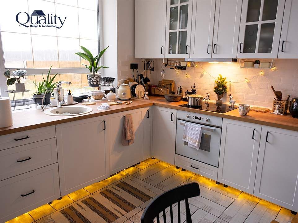 Kitchen with layered cost effective LED lighting