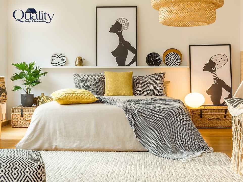 Cozy bedroom with soft bedside lighting
